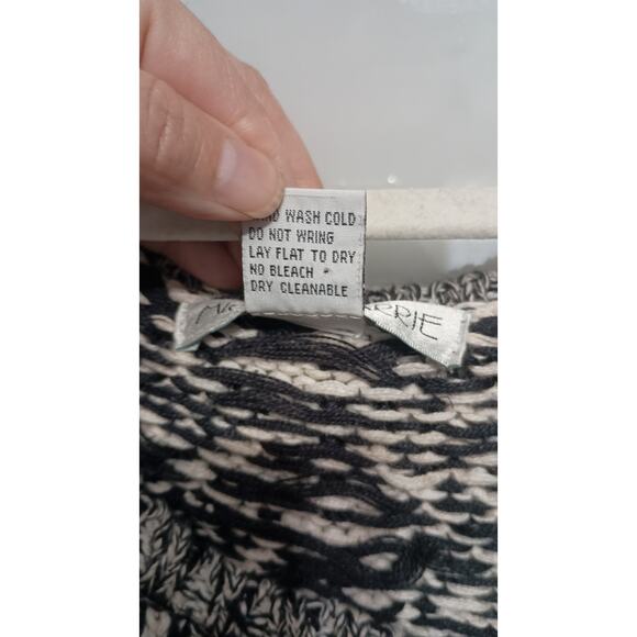 Vintage Nordic chunky knit sweater vest Fair Isle Womens Sm blk/wh grandmacore - Picture 7 of 7